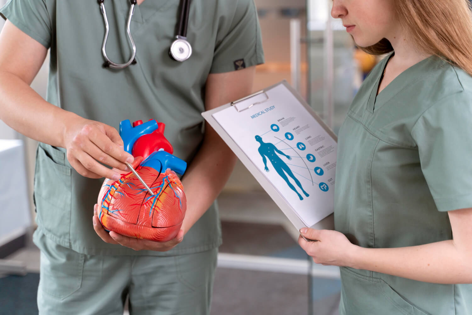 Young medicine student doing their practice in a hospital Young medicine student doing their practice in a hospital